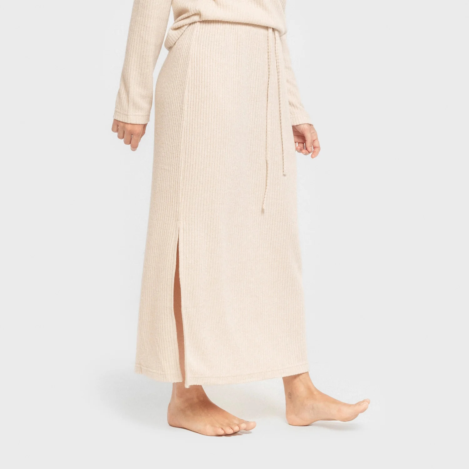 Gonna midi in rib a costine da donna