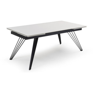 Table extensible en céramique blanc pure L160/240cm - piètement au choix - UNIK