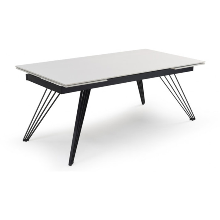 Table extensible en céramique blanc pure L160/240cm - piètement au choix - UNIK