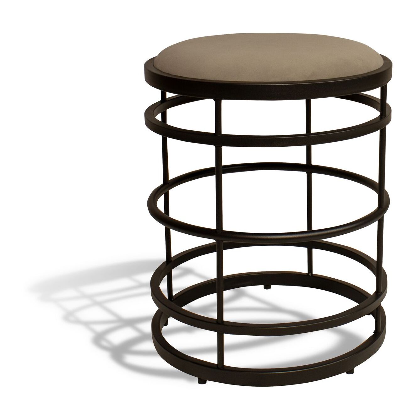 TABOURET EN MÉTAL NOIR ET VELOURS TAUPE HAUTEUR 50CM TOMMY