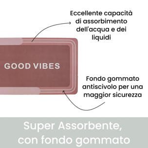 Tappeto Bagno, Tappeto Doccia Antiscivolo, Assorbente, Lavabile, 50x80 cm, Tappetino Magico per Bagno e Cucina. Modello: Good Vibes