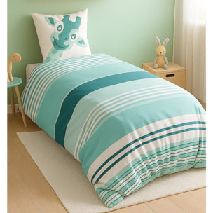 Parure De Housse De Couette 100% Coton 2pcs Louma - Bleu Canard