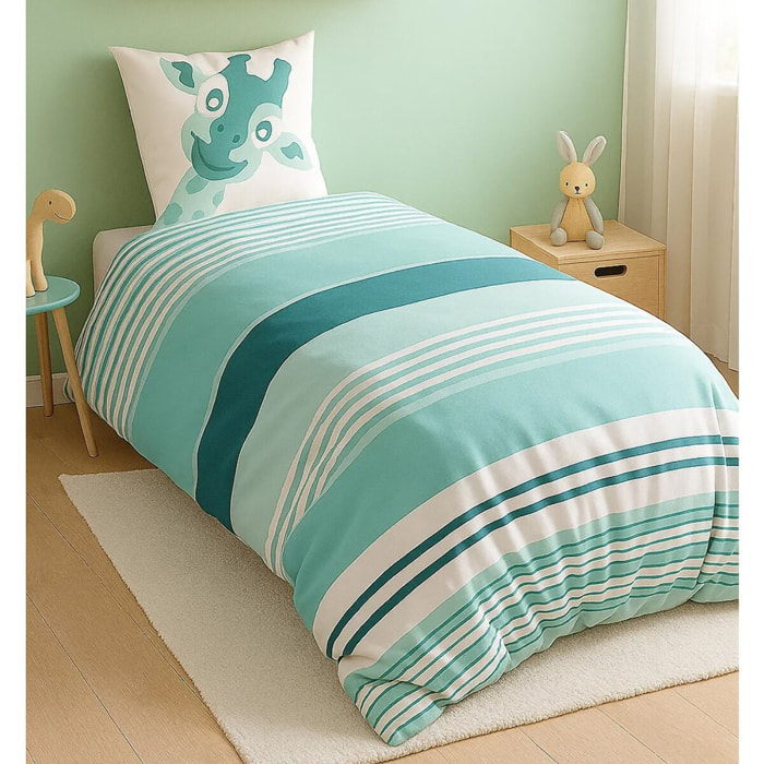 Parure De Housse De Couette 100% Coton 2pcs Louma - Bleu Canard