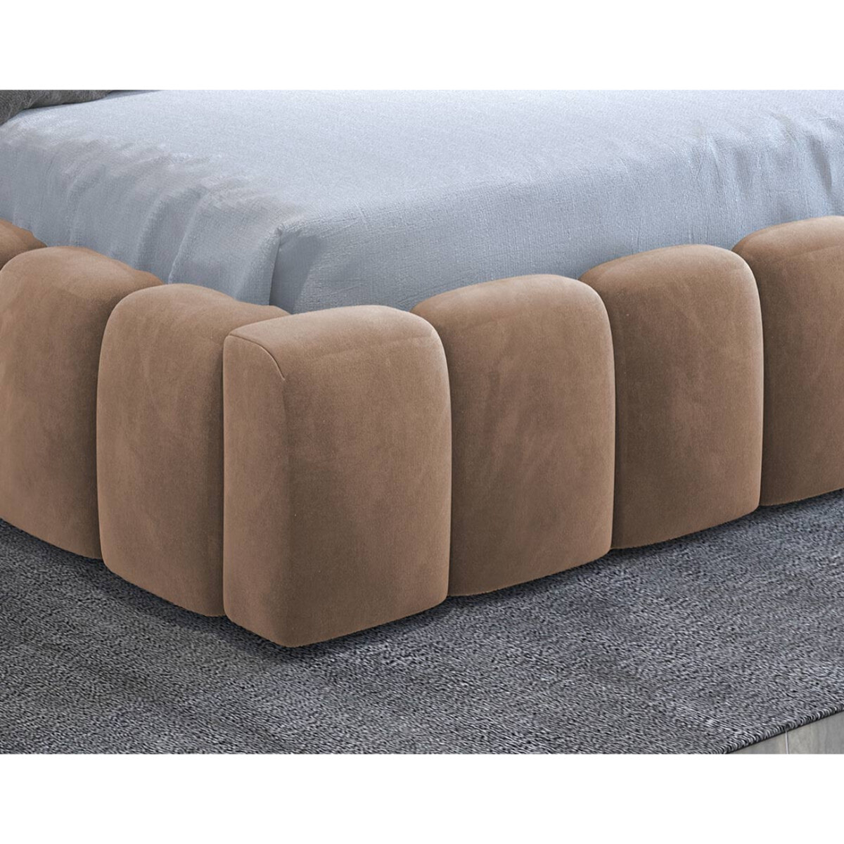 Cleo - lit coffre avec led - 140x200 cm - sommier inclus - en velours - Taupe