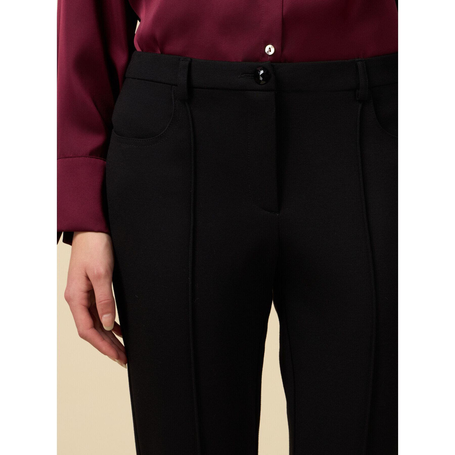 Oltre - Skinny trousers in Milan stitch - Negro