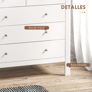 Cómoda con 5 Cajones, Cómoda Dormitorio con Patas Elevadas, Cajonera para Salón, Oficina, Estilo Moderno, 79x39,5x80,5 cm, Blanco