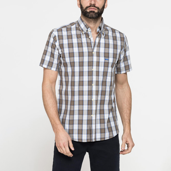CAMICIA A MANICA CORTA IN COTONE CON FANTASIA