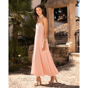 Vestido largo de corte imperio con tirantes