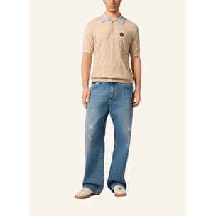 PHILIPP PLEIN Knitted Polo T-Shirt Jacquard Monogram