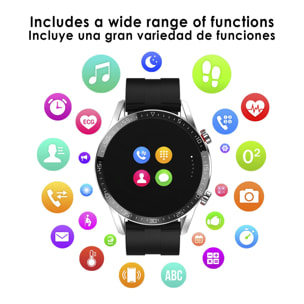 Smartwatch L13 pulsera de cuero sintético con modo multideportivo, monitor cardiaco, tensión y O2 en sangre