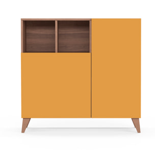 Zapatero Oslo melamina nogal puertas mostaza 87x90x27 cm