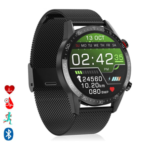 Smartwatch L13 pulsera de metal con modo multideportivo, monitor cardiaco, tensión y O2 en sangre