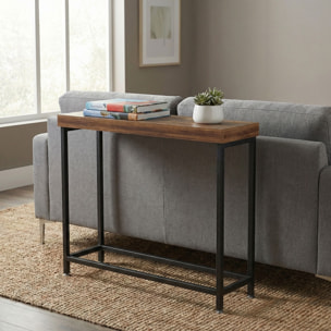 Nikki - Consolle ingresso soggiorno rettangolare 75x75x24 cm stile industrial in metallo e MDF marrone