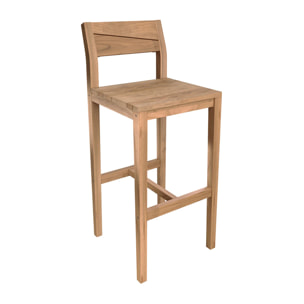 Lot de 2 chaises de bar extérieur 74 cm en bois de teck massif - Tunga
