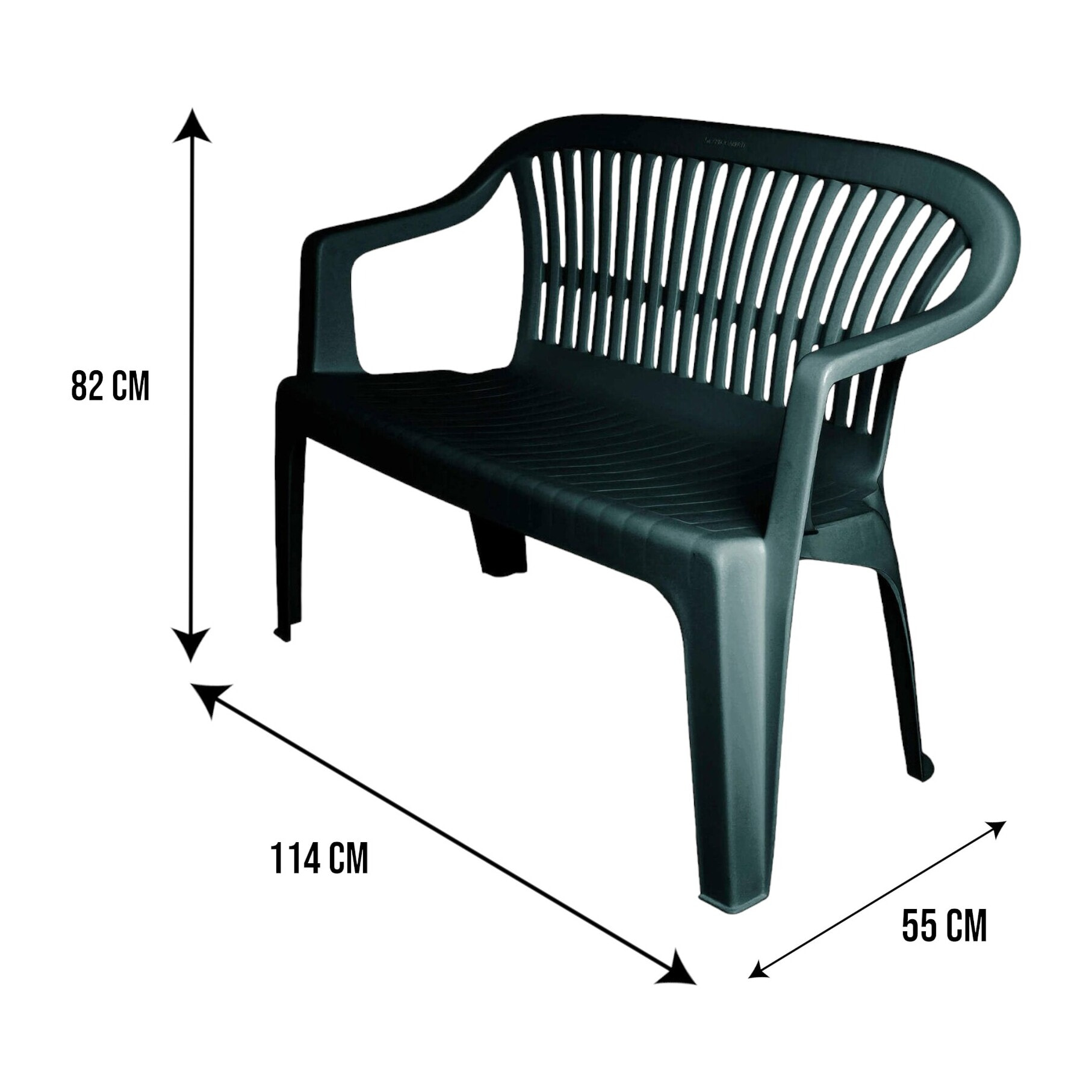 Panchina da esterno Eboli, Panca monoblocco da giardino, Panchina outdoor, 100% Made in Italy, Cm 114x55h82, Verde