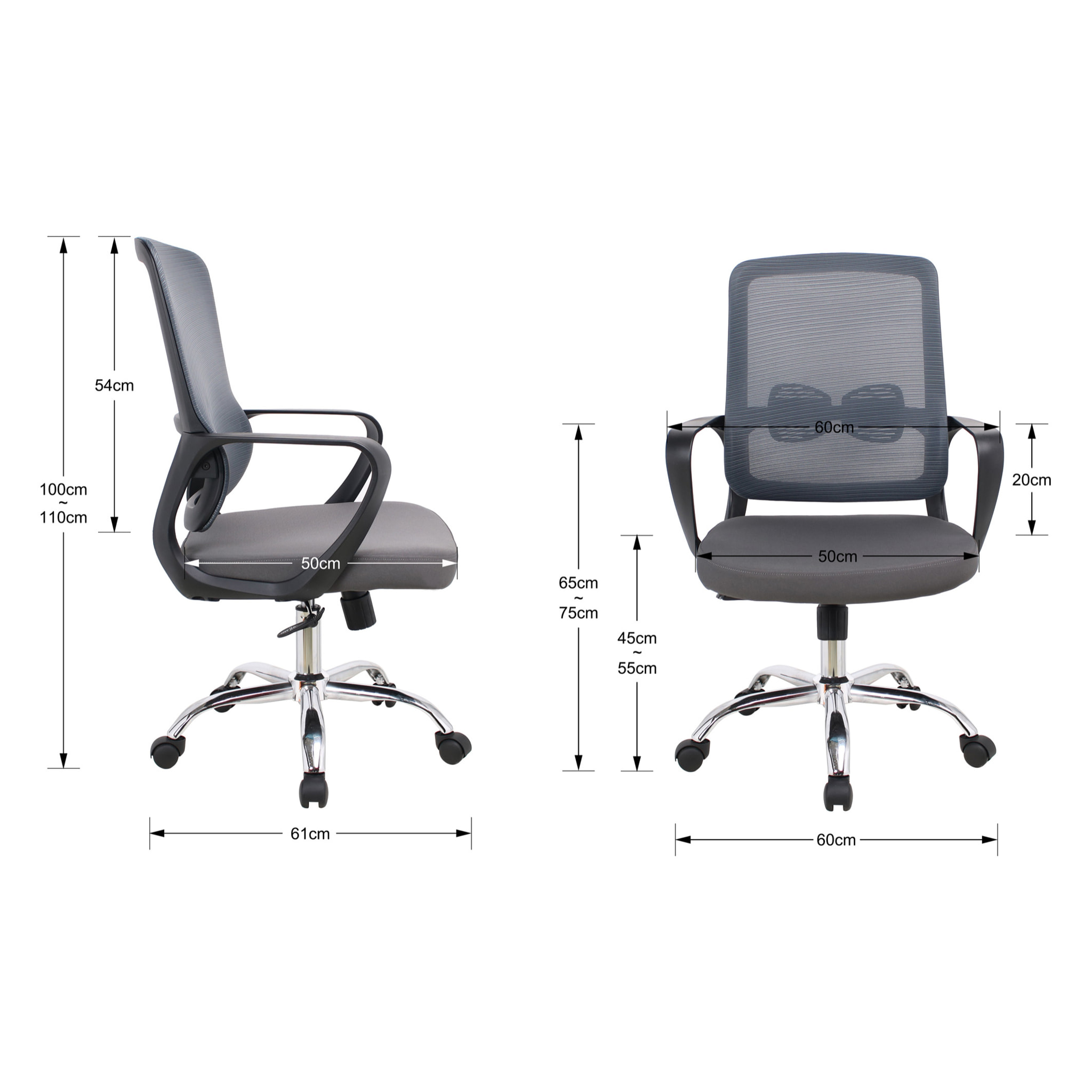 Silla de estudio Mylo gris 110x60x61 cm