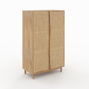 Armoire en bois massif de mindi et rotin - Delya