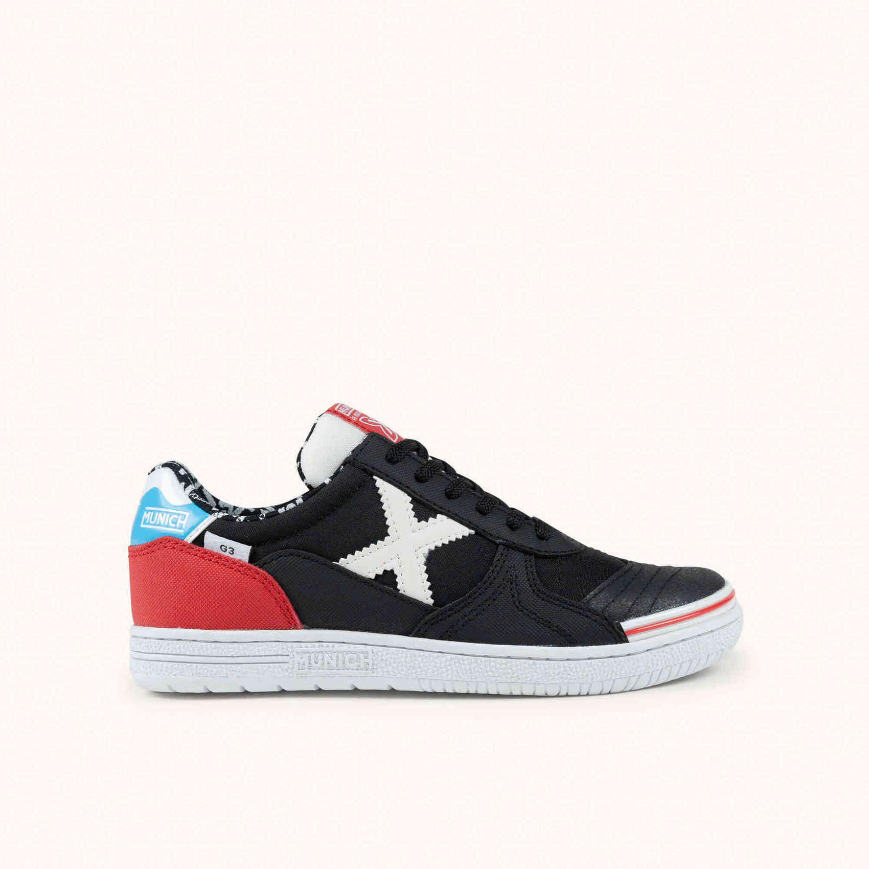 MUNICH G-3 KID 458 Zapatilla de Fútbol Sala Infantil Negra y Roja