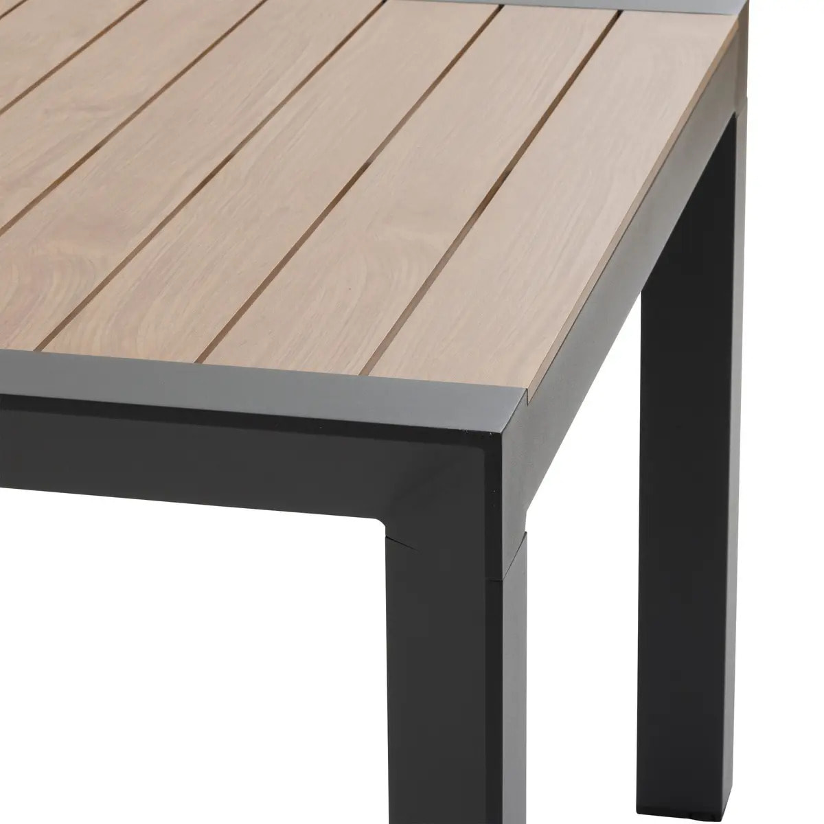 Table de jardin "Évasion" effet bois honey & graphite 8 places lates en aluminium