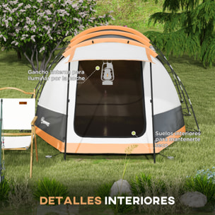 Tienda de Campaña Familiar para 3-4 Personas Tienda de Camping Plegable con 2 Habitaciones y Bolsa de Transporte Impermeable para Senderismo 370x220x130 cm Azul y Gris