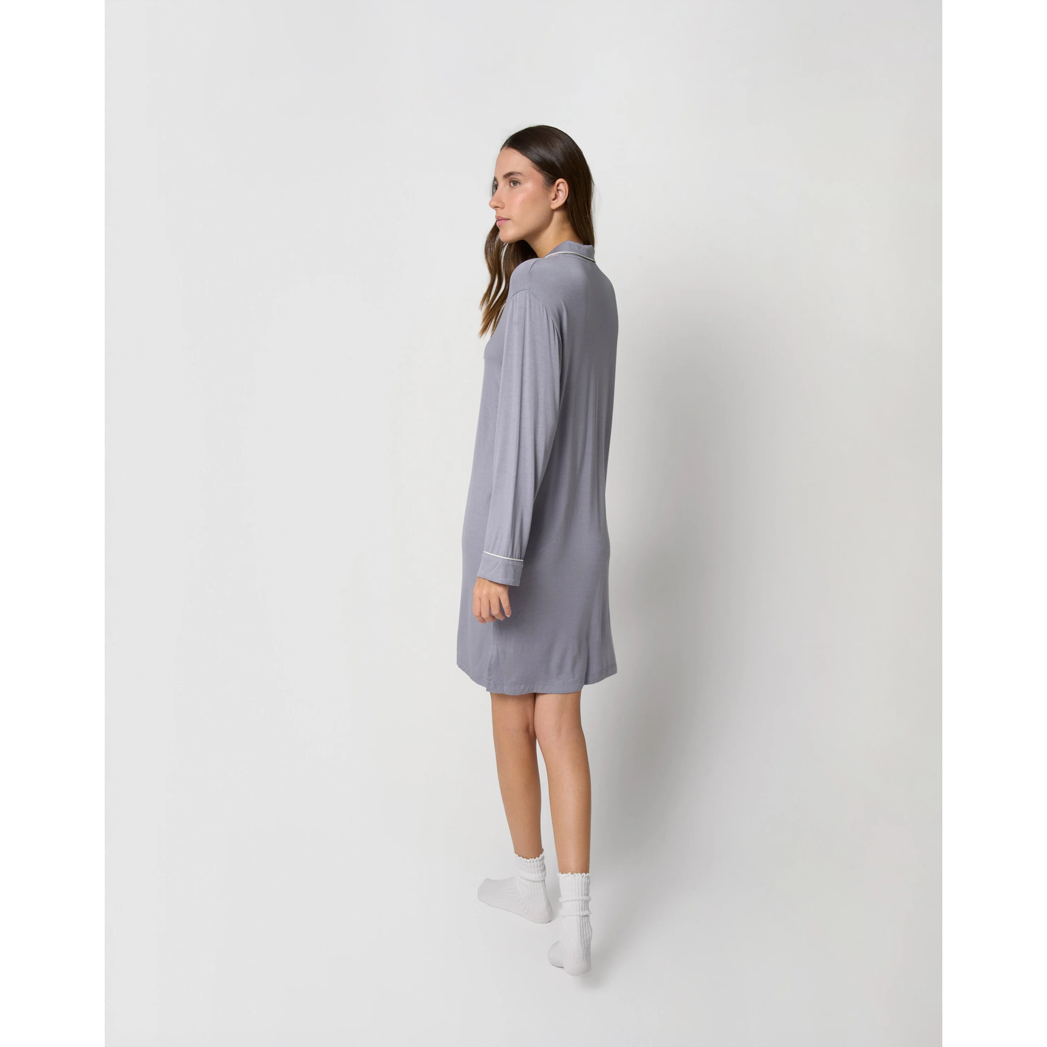 Camicia da notte in maglia di viscosa per donna, blu indaco
