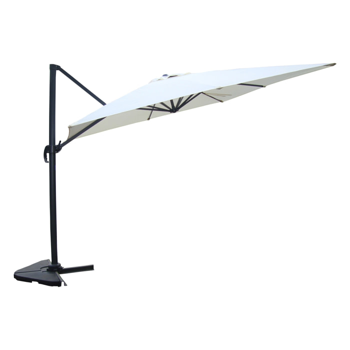 Parasol déporté et rotatif 3 x 4 m écru NAVIA