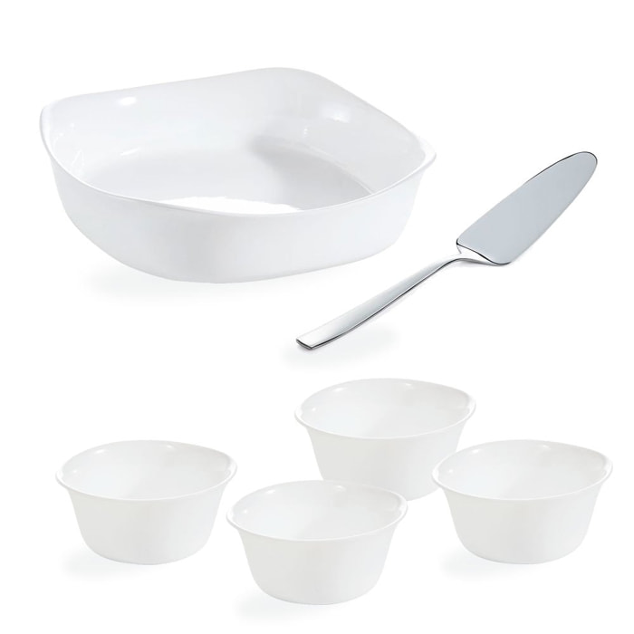 Set Pâtisserie - 1 plat à cuisson  + 4 ramequins + 1 pelle à tarte - Luminarc