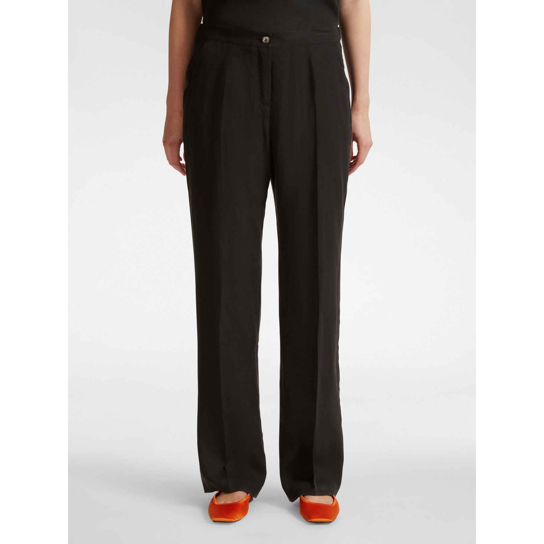 Elena Mirò - Pantaloni relaxed fit in lino - Nero