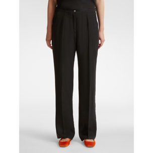 Elena Mirò - Pantaloni relaxed fit in lino - Nero