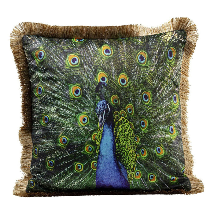 Coussin à franges paon Kare Design