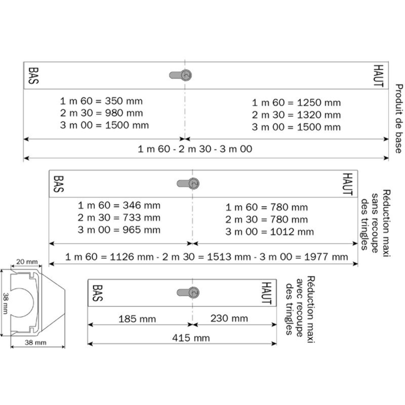 Serrure en applique 2 points Styl Barr CAVERS ISEO pour cylindre profilé - L 2.30 m alu anodisé - 40002301