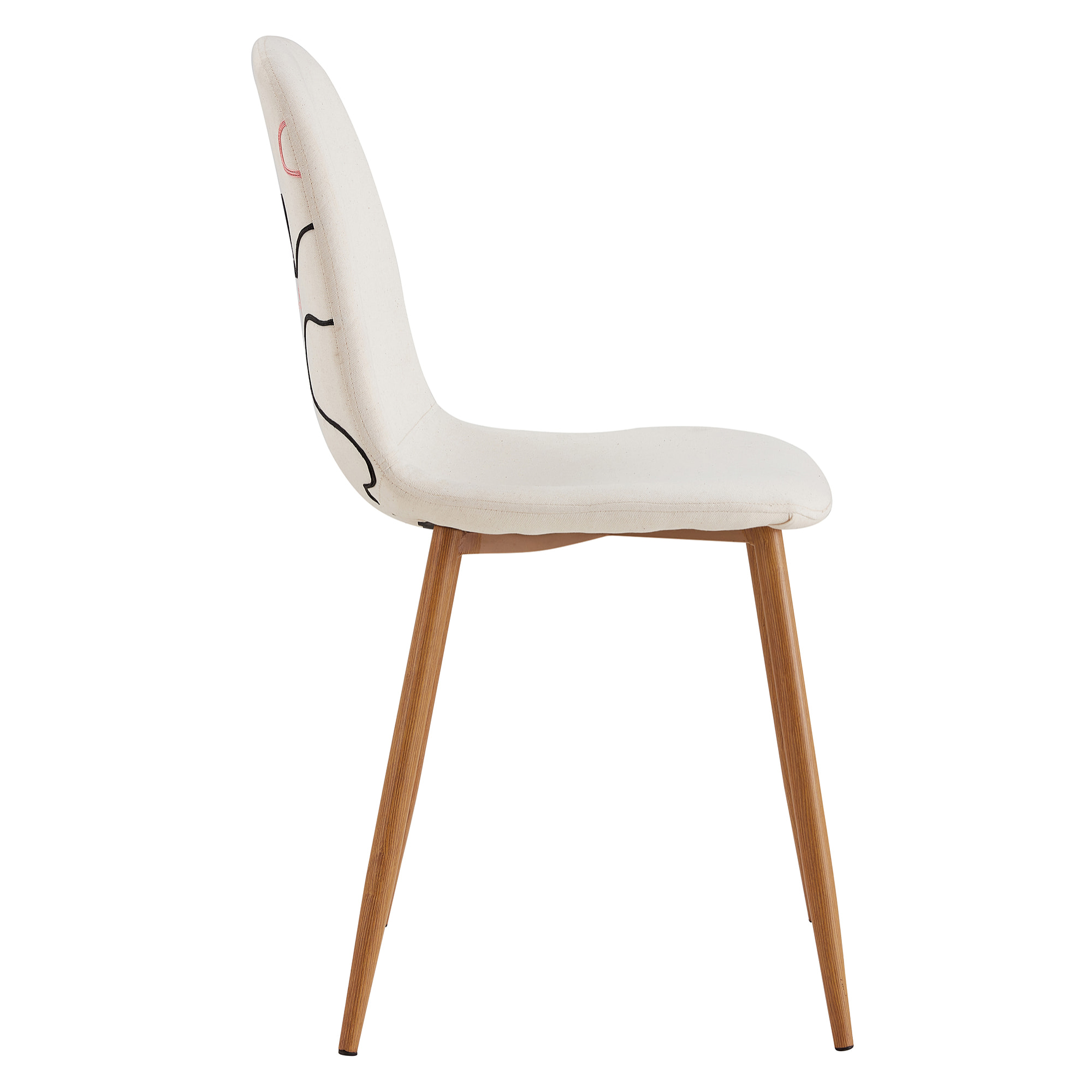 Chaise Poesie Pieds Metal Imitation Bois - Lot de 4