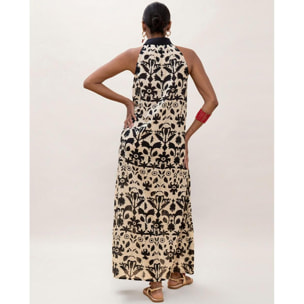 Abito con stampa floreale a contrasto