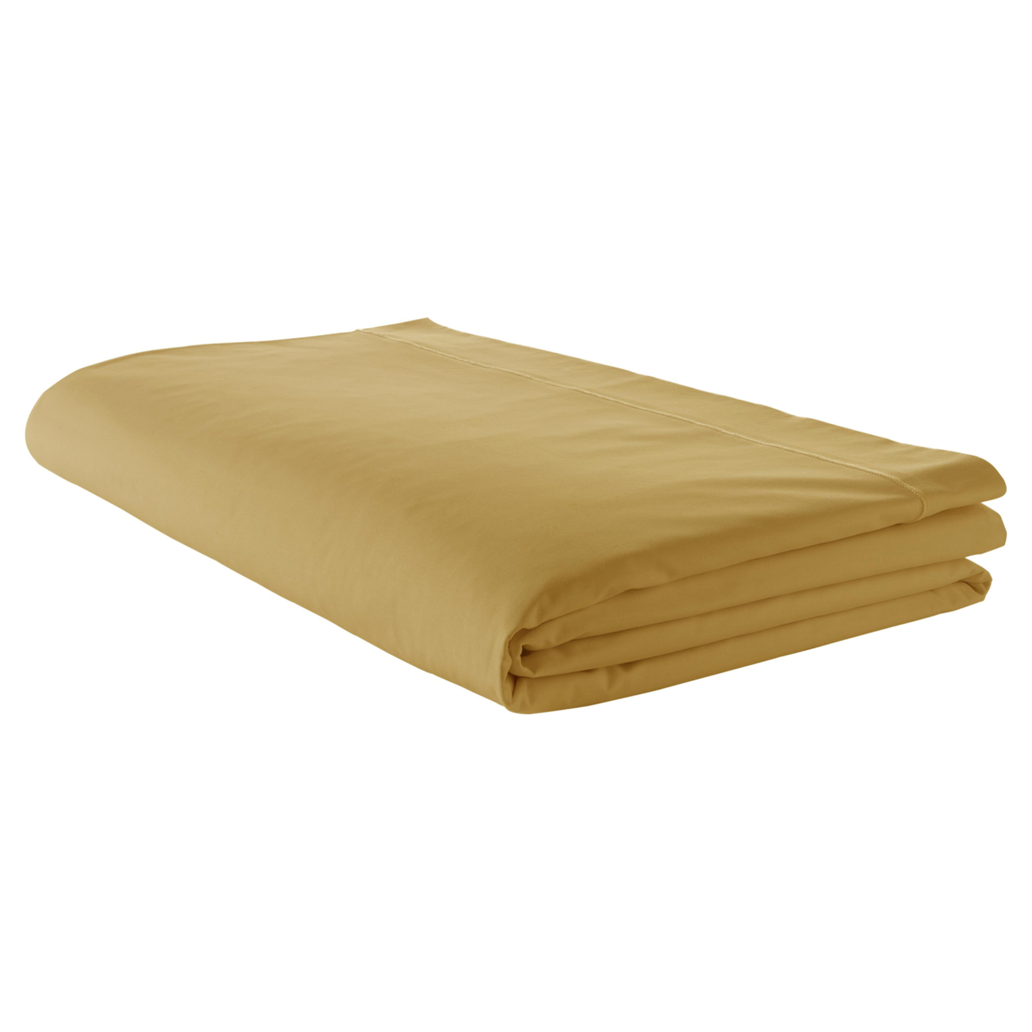 Drap plat piqué uni en percale de coton - Ambre