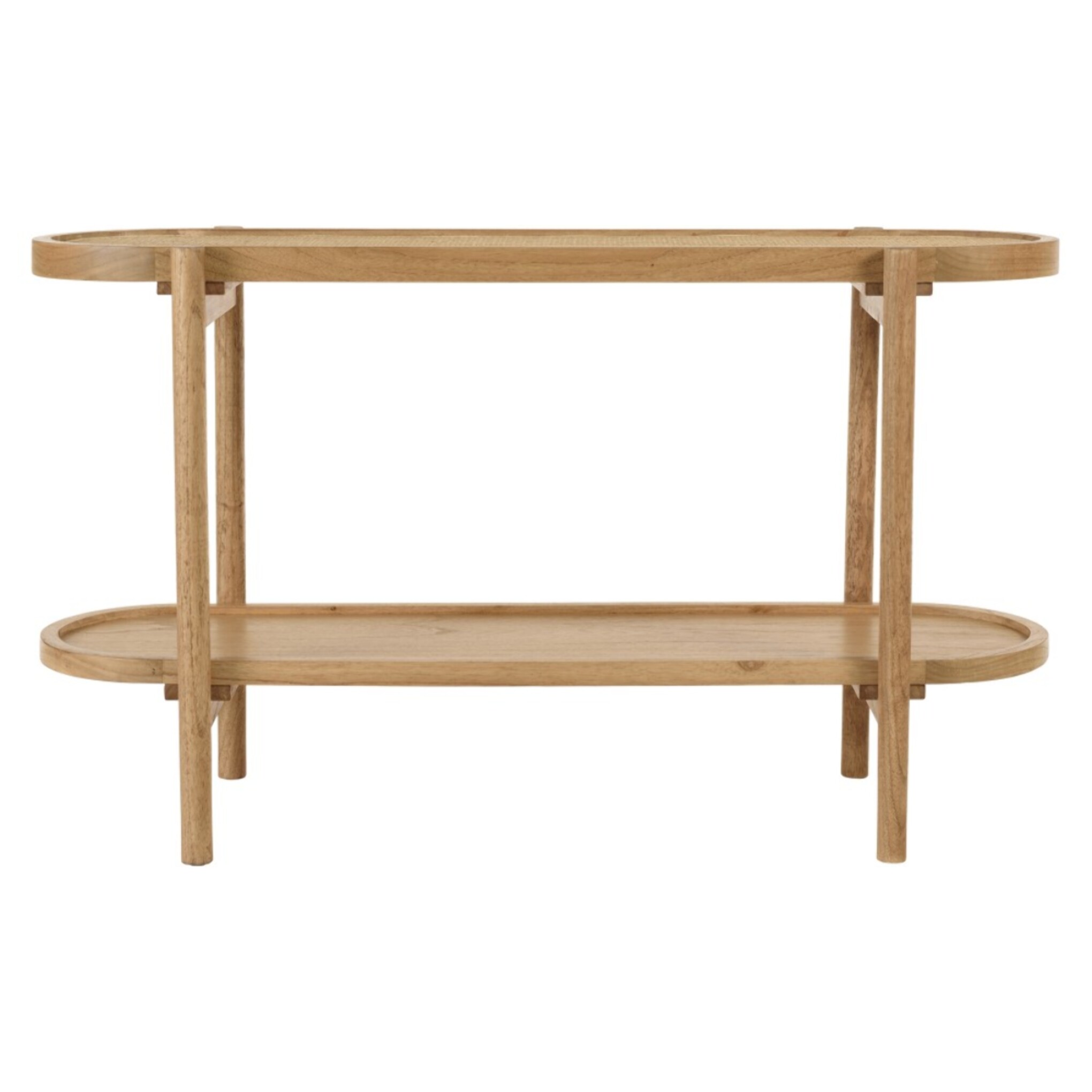 AMY - Console en mindi avec tablette supérieure en rotin naturel AMY