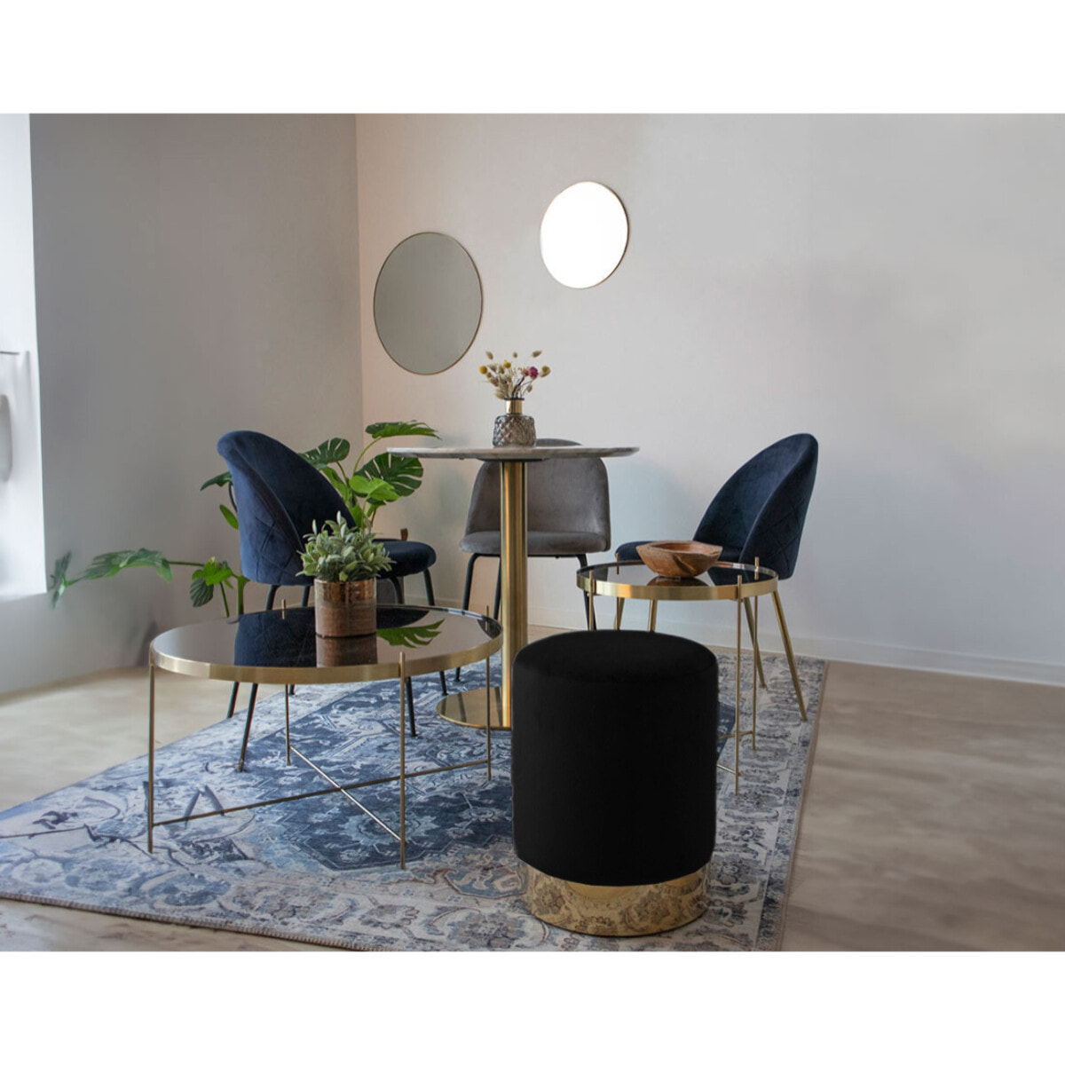 Velana - pouf - en velours - Noir