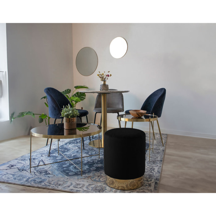 Velana - pouf - en velours - Noir