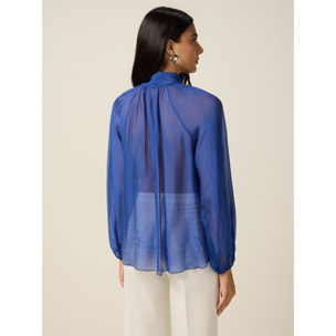 Oltre - Blusa de voile mezcla de seda - Azul