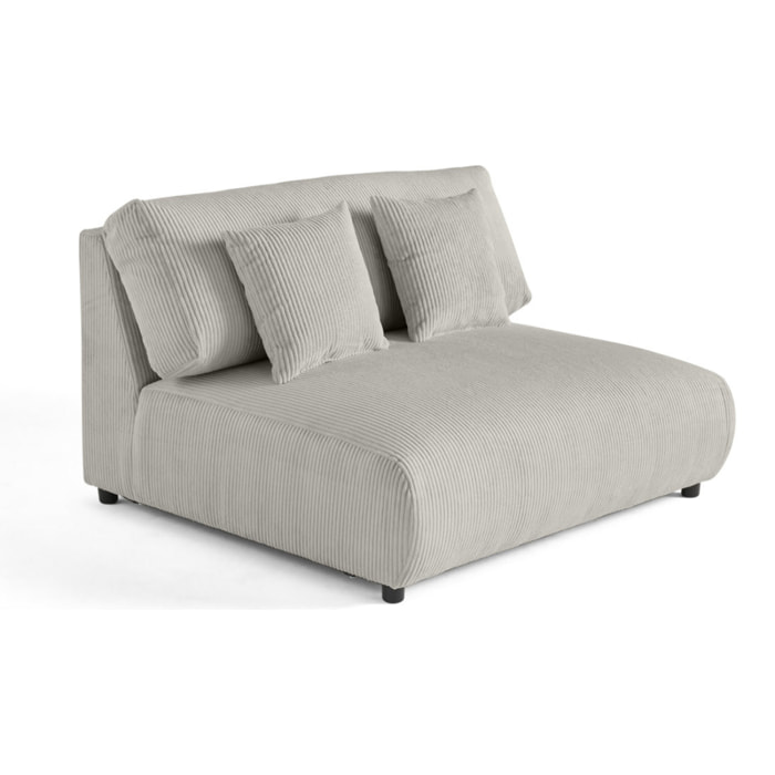 Garance - module d'assise 2 places sans accoudoirs - en velours côtelé - Gris clair