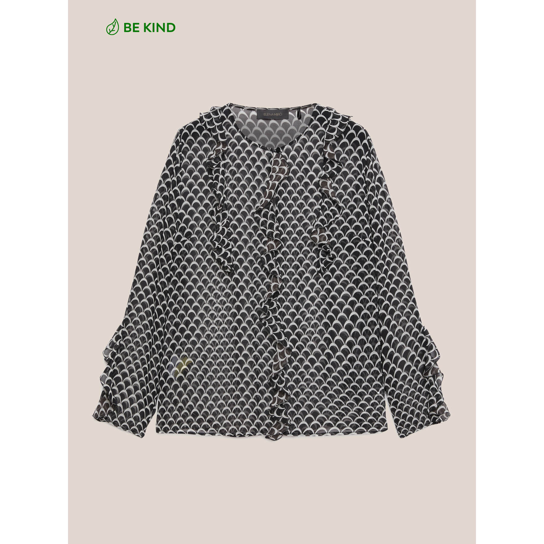 Elena Mirò - Blusa de georgette estampada - Negro