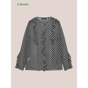 Elena Mirò - Blusa de georgette estampada - Negro