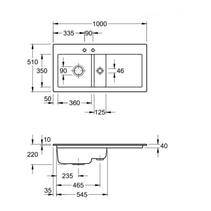 Evier Subway Pure 60 1 bac et demi égouttoir à droite vidage auto + Robinet Steel Shower Acier Massif