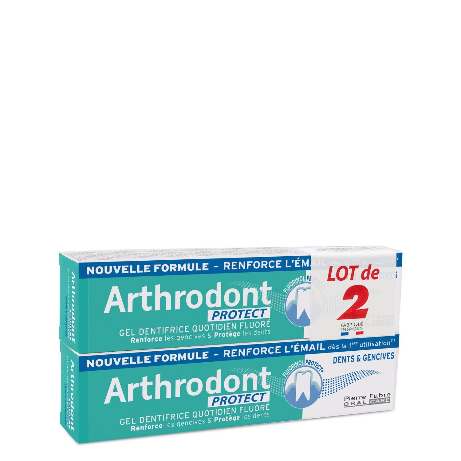 Arthrodont Protect+ - Lot 2x75 ml Gel Dentifrice Fluoré Protection Gencives et Dents