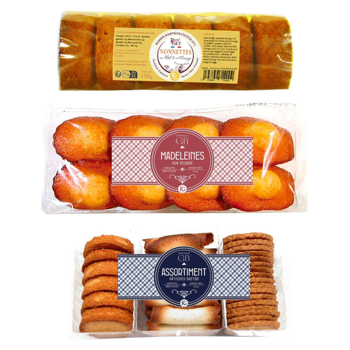 Le Goûter d'Autrefois - Nonettes, Madeleines et Biscuits Bretons pur beurre - 720g - France - Raoul Gey