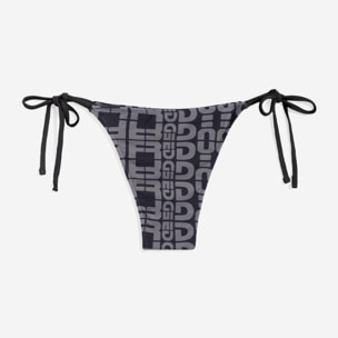 Slip bikini con logo all over e chiusura a laccetti