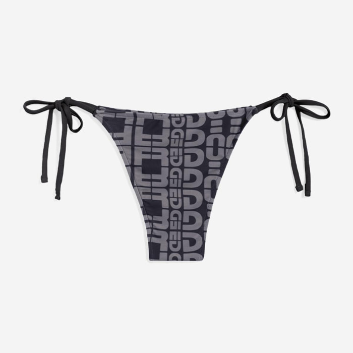 Slip bikini con logo all over e chiusura a laccetti