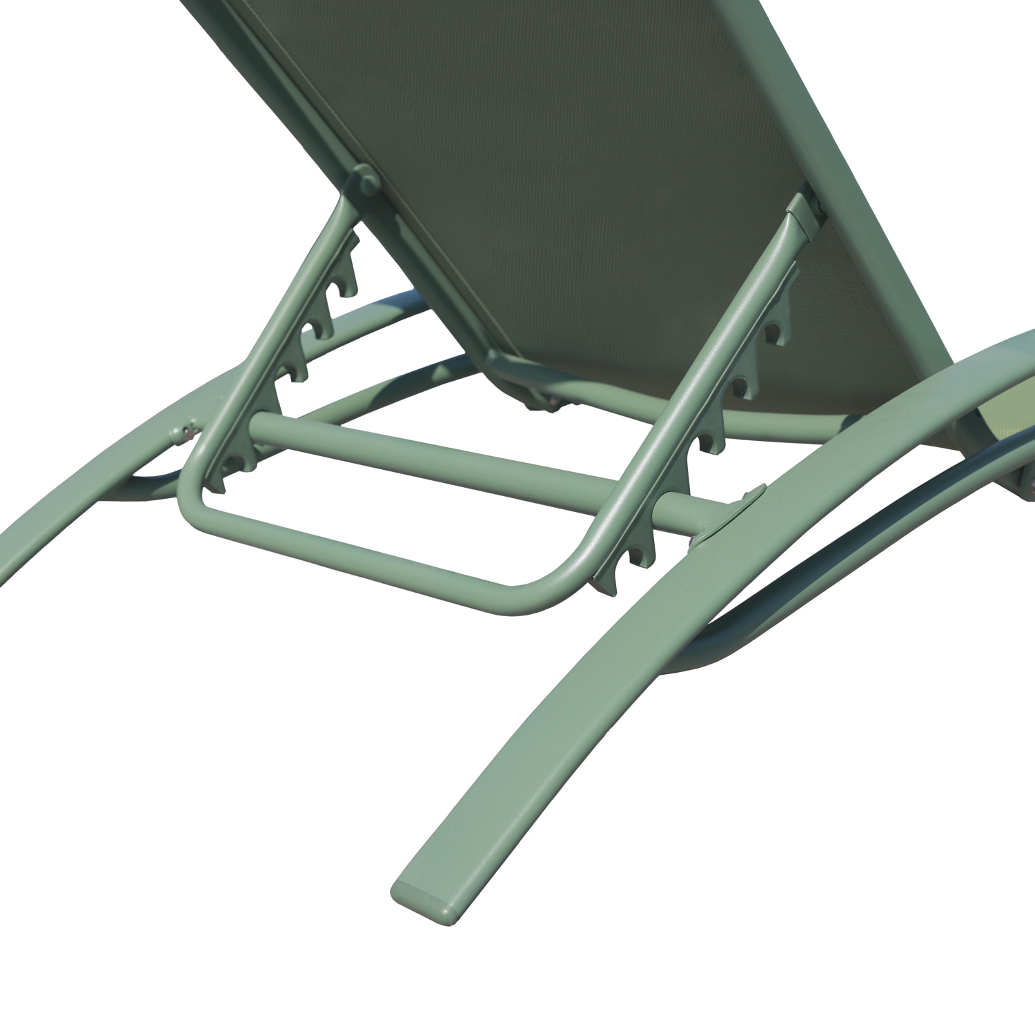 Lot de 2 transats GALAPAGOS en textilène vert sauge - aluminium vert sauge