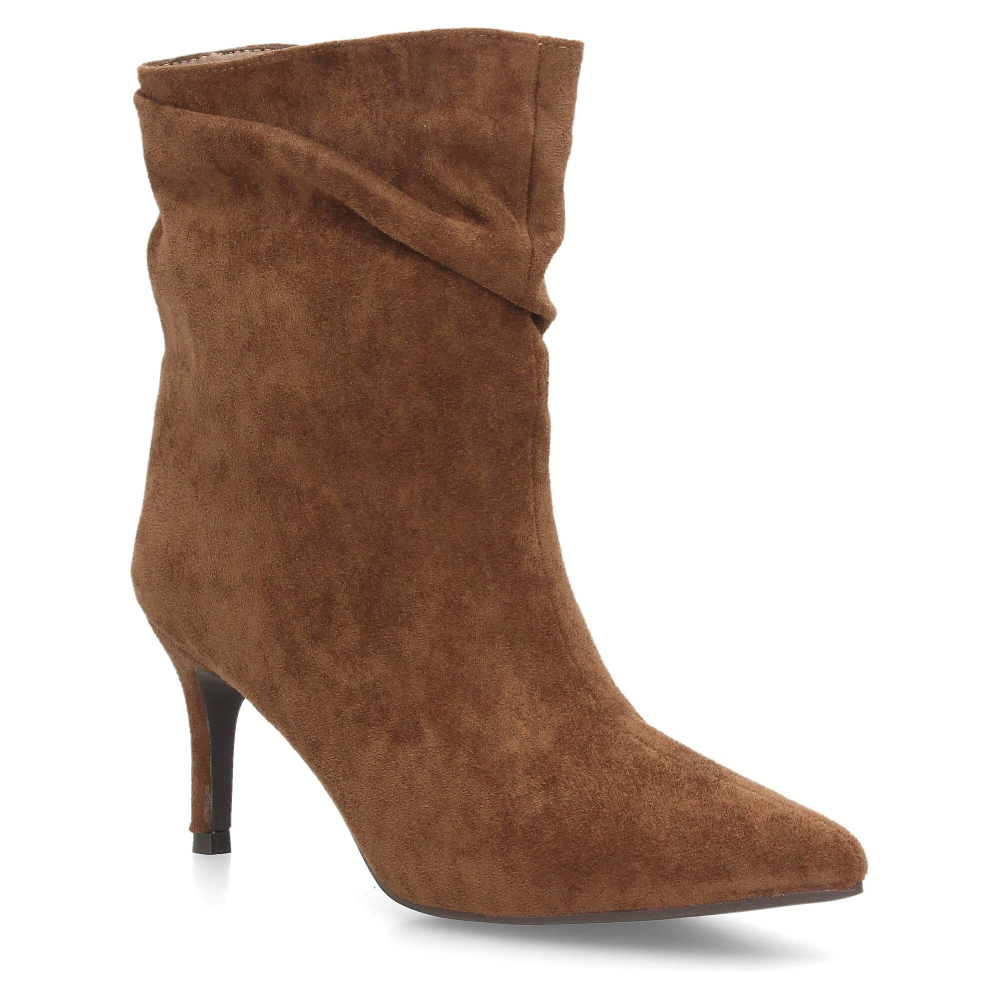 Botines de tacón fino con caña arrugada para mujer
