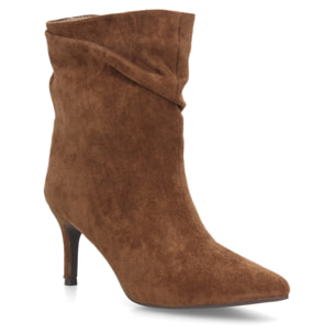 Botines de tacón fino con caña arrugada para mujer