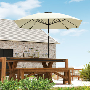 Sombrilla Terraza Exterior 233x233 cm Sombrilla de Jardín con Ángulo Ajustable Impermeable Poste de Aluminio Varillas de Fibra de Vidrio y Manivela Parasol para Patio Terraza Crema